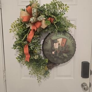 St. Patrick's Day Wreath with Orange and Green Accents